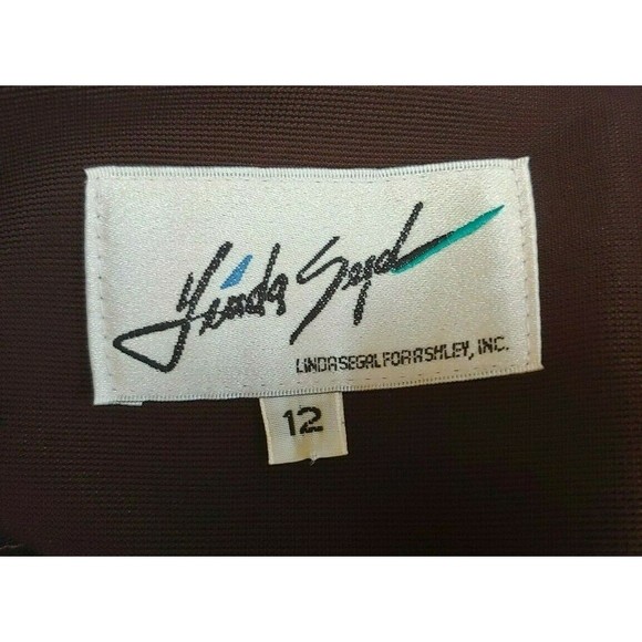 Vtg Linda Segal Jacket 12 Brown Blue Cropped Full Zip Shoulder Pads Large - Picture 7 of 10